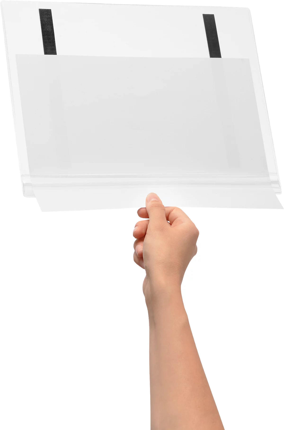 Plakattasche Durable, A4 Hoch- & Querformat, 2-seitig, für bis zu 2 Blatt, magnetisch, wasserdicht, B 247 x T 0,6 x H 325 mm, transparent, 5 Stück