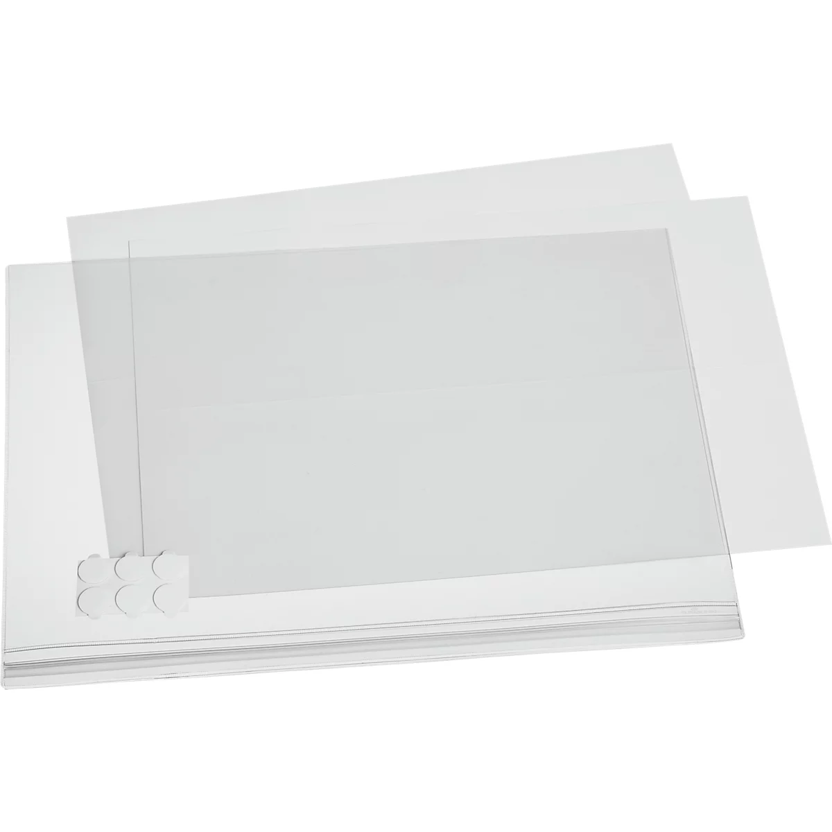 Plakattasche Durable, A4 Hoch- & Querformat, 2-seitig, für bis zu 2 Blatt, selbstklebend, wasserdicht, B 247 x T 0,6 x H 325 mm, transparent, 5 Stück