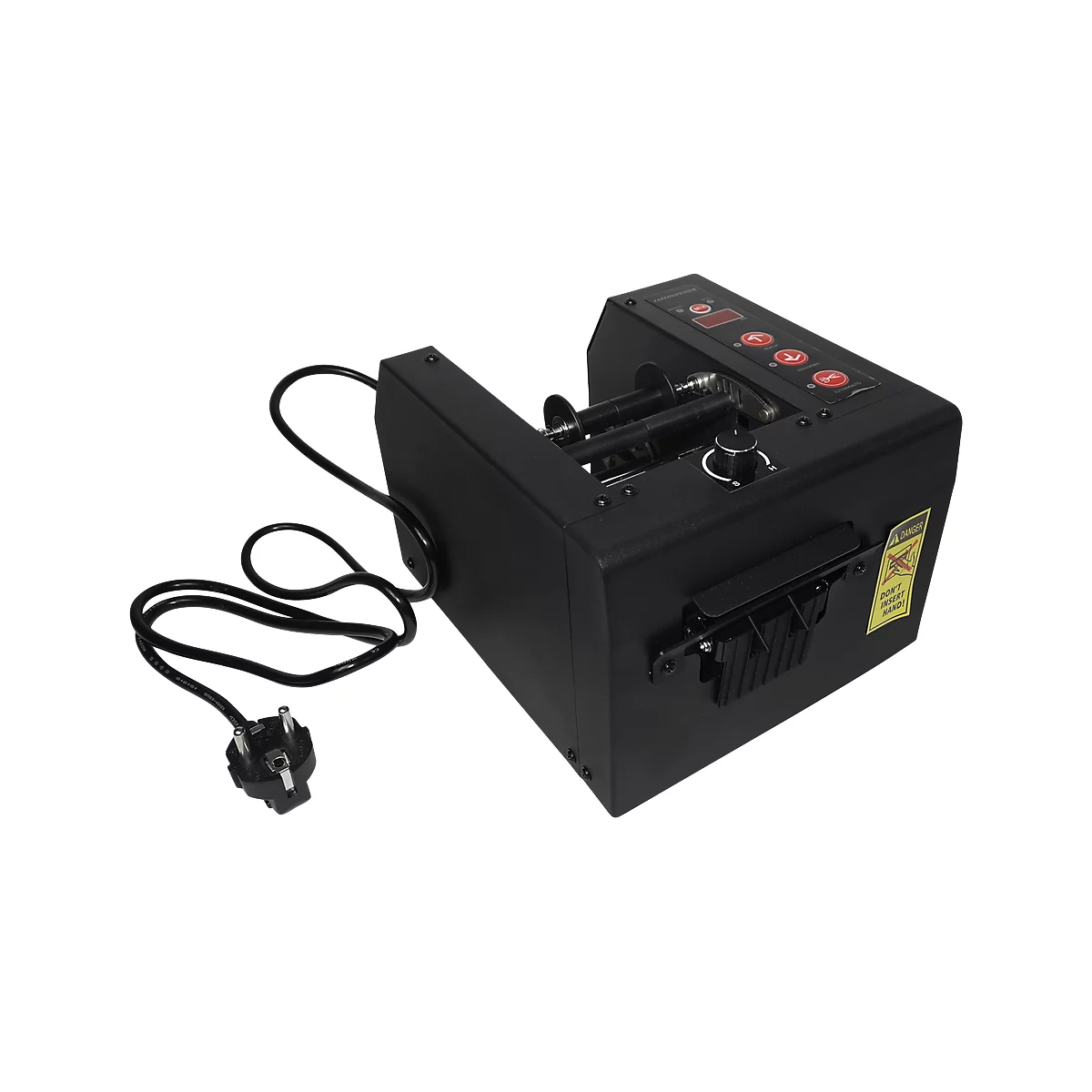 Plakbandafroller H700, automatisch, voor rollen met Ø 300 x B 8-80 mm, 150 mm/s, staal, zwart