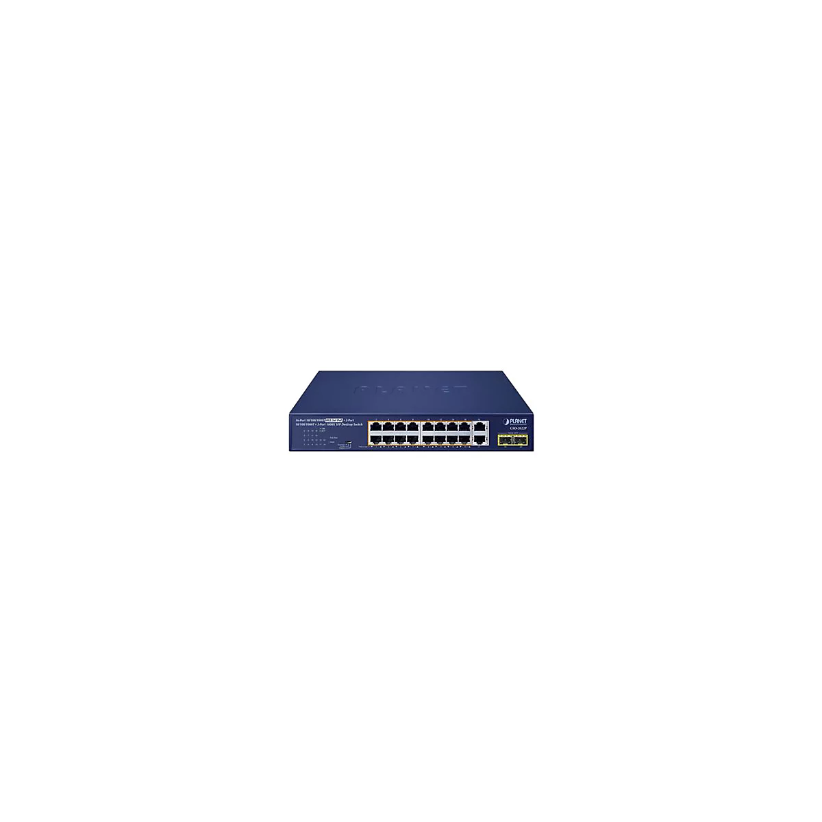 PLANET GSD-2022P - Switch - unmanaged - 16 x 10/100/1000 (PoE+) + 2 x 10/100/1000 + 2 x 1000Base-X SFP - Desktop - PoE+ (185 W)
