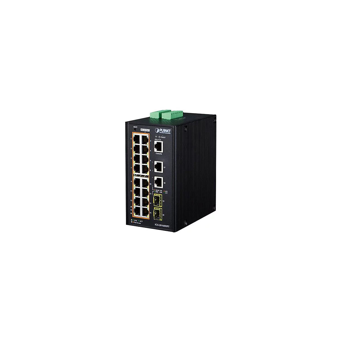PLANET IGS-20160HPT - Switch - L3 - managed - 16 x 10/100/1000 (PoE+) + 2 x 10/100/1000 + 2 x SFP - an DIN-Schiene montierbar, wandmontierbar