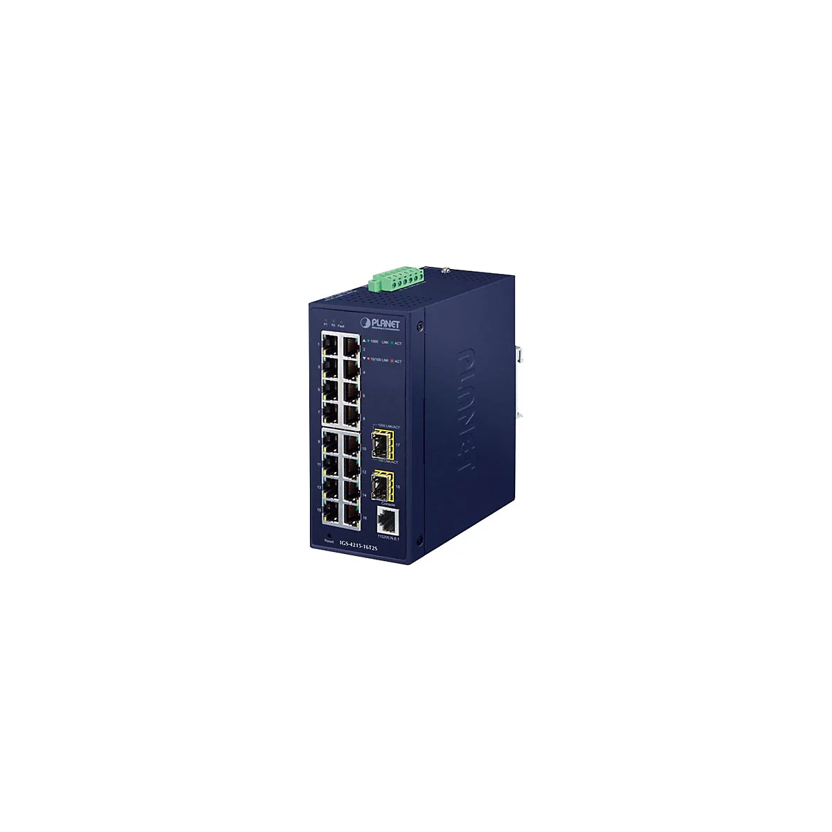 PLANET IGS-4215-16T2S - Switch - managed - 16 x 10/100/1000 + 2 x Gigabit SFP - an DIN-Schiene montierbar, wandmontierbar - AC 24 V / DC 12