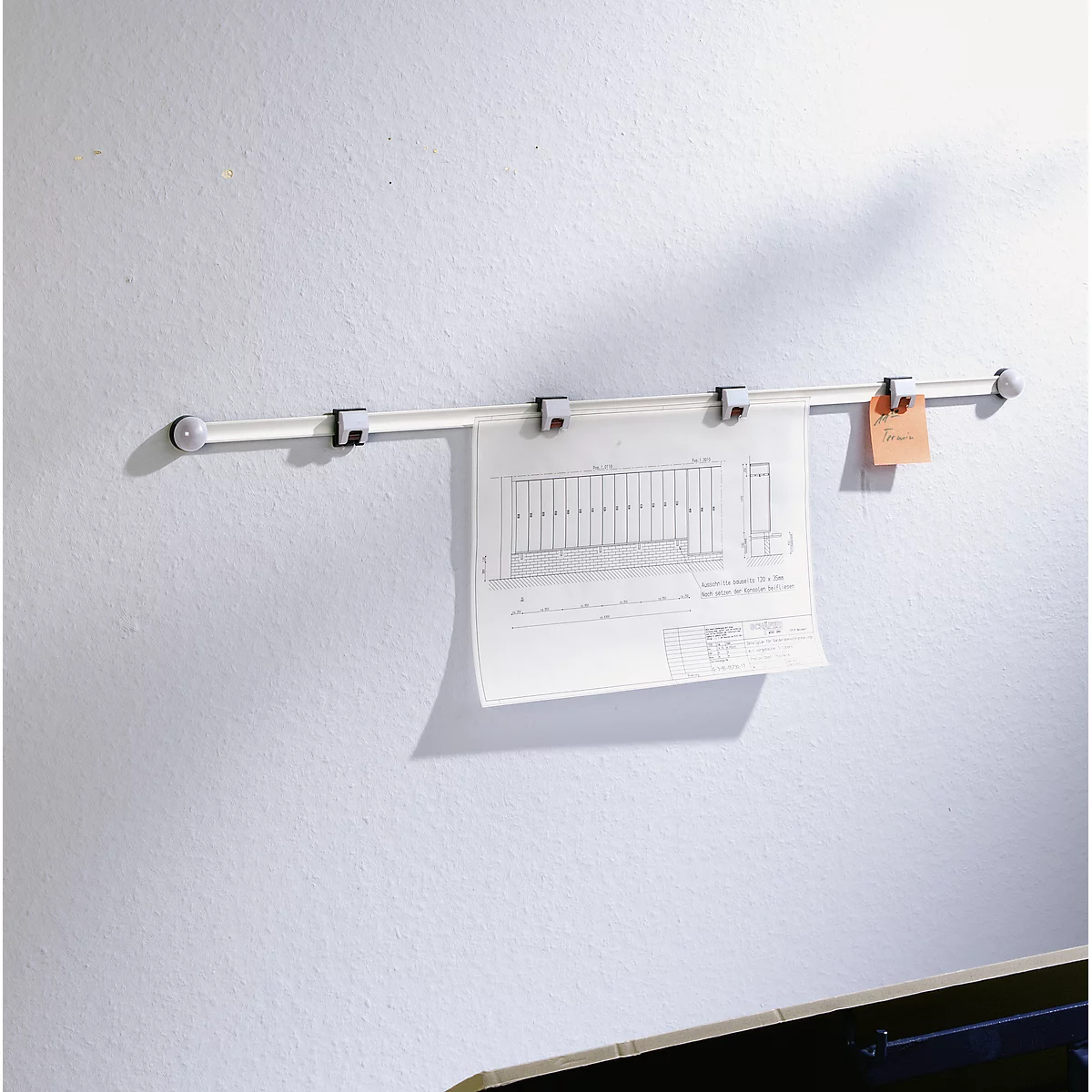 Planhalter Wandschiene, lichtgrau
