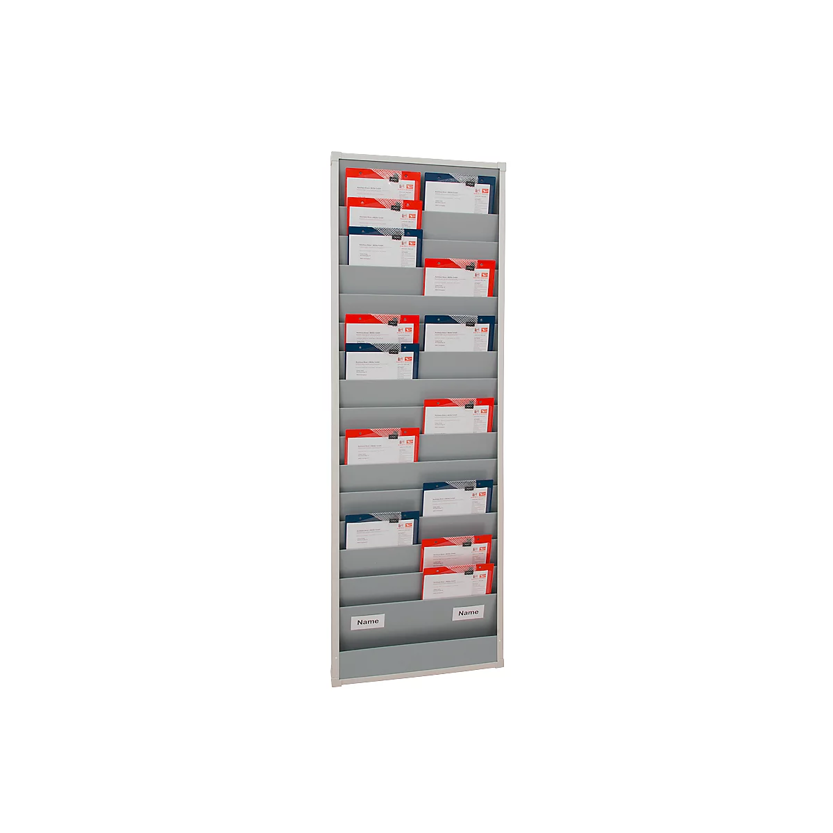Planificateur d'atelier Eichner, 1 voie, 10 rails, pour jusqu'à 10 pochettes de commande au format A4, L 315 x H 1282 mm, plastique, gris