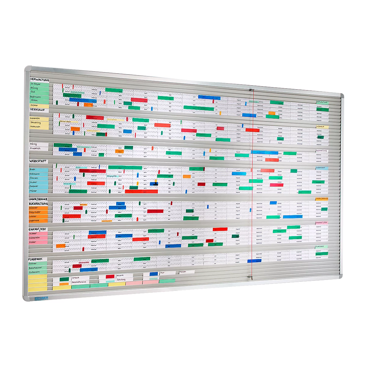 Planning à fiche Visiplan à bandes, 940 x 1600 mm, 52 rails