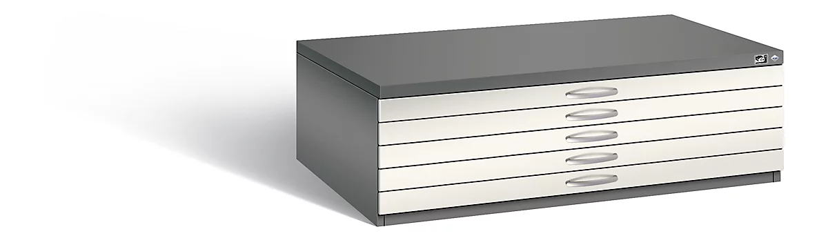 Planschrank aus Stahl, für Formate bis DIN A0, 5 Schubladen