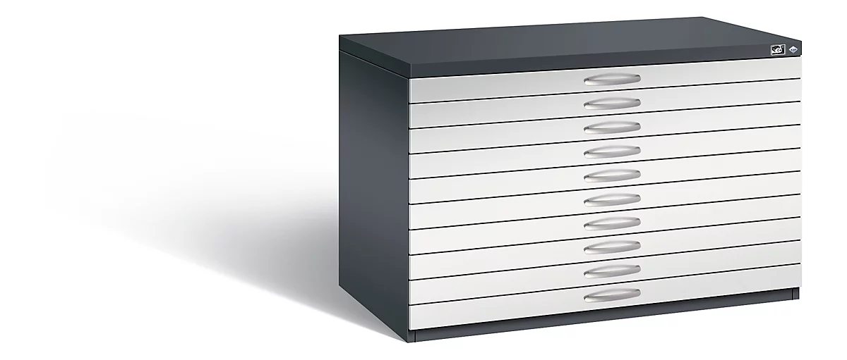 Planschrank aus Stahl, für Formate bis DIN A1, 10 Schubladen