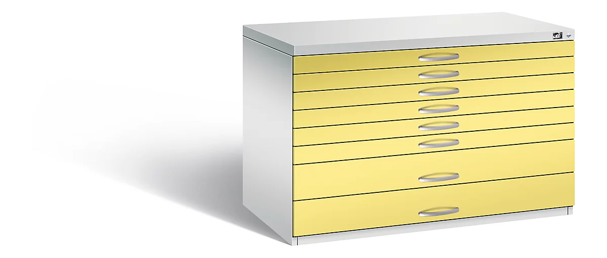 Planschrank aus Stahl, für Formate bis DIN A1, 8 Schubladen