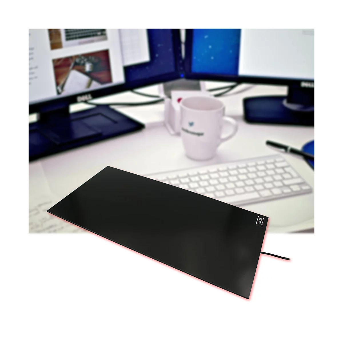 Plaque chauffante infrarouge thermique, L 600 x l 300 mm, 40-150 W, avec variateur rotatif, autocollante, noire