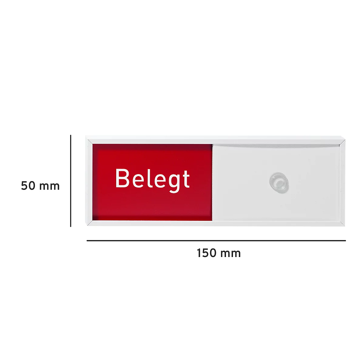 Curseur rectangulaire blanc avec un champ rouge indiquant « Belegt ».