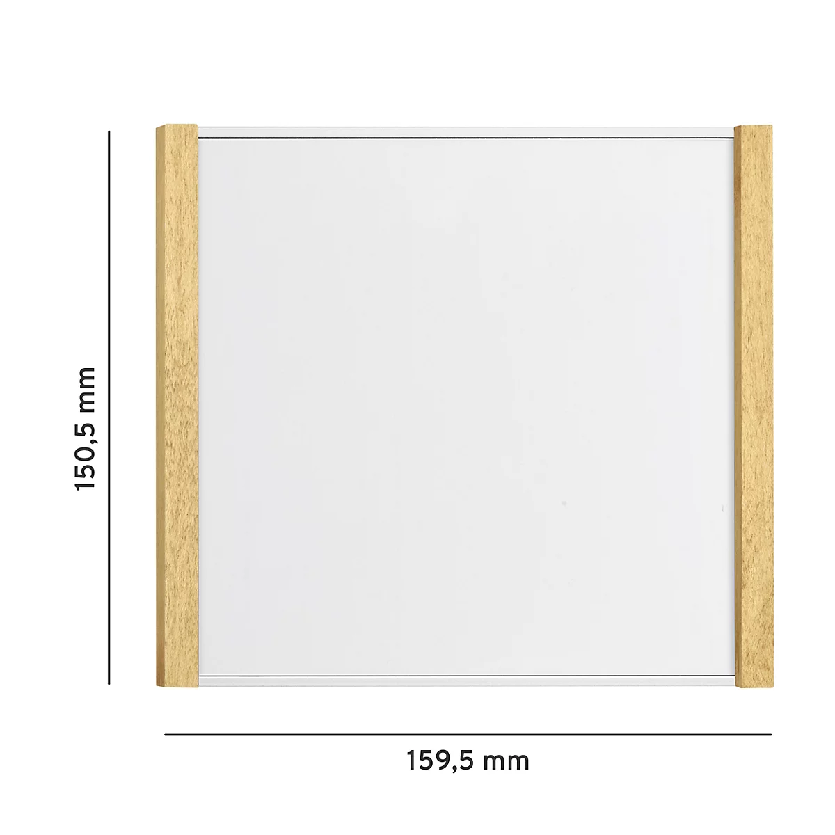 Miroir blanc rectangulaire avec cadre en bois. Dimensions 150,5 mm x 159,5 mm.
