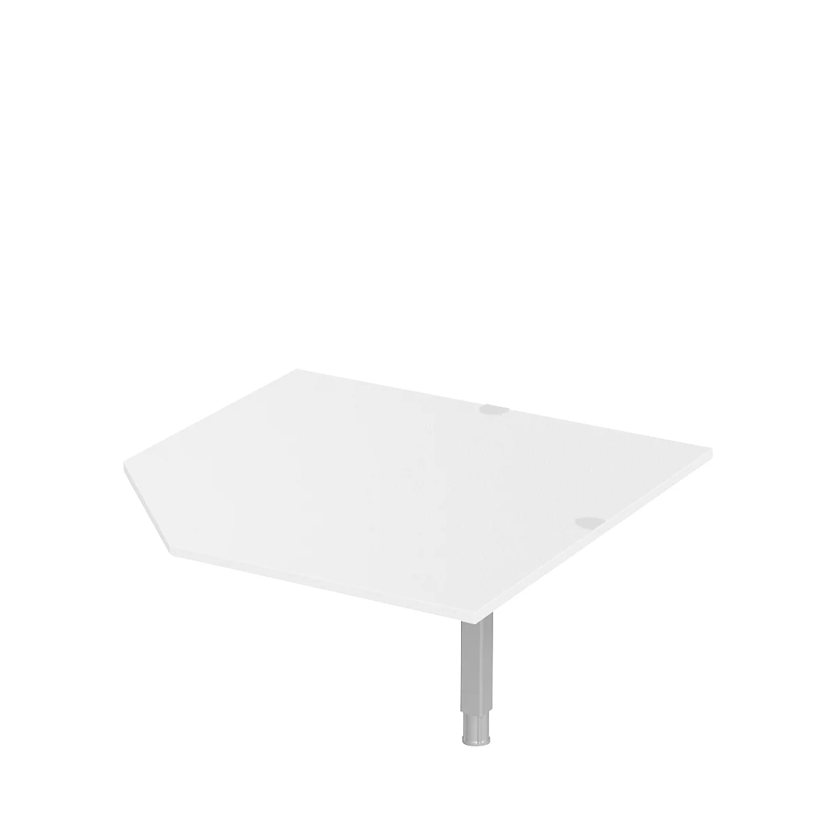 Plateau angulaire système CAD ERGO-T 2.0, avec pied support, L 1200 x P 1200/800 x H 718-898 mm, blanc/aluminium blanc