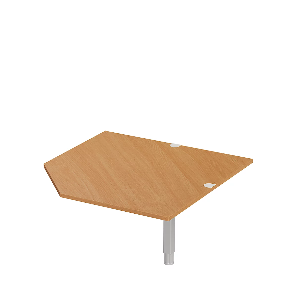 Plateau angulaire système CAD ERGO-T 2.0, avec pied support, L 1200 x P 1200/800 x H 718-898 mm, hêtre/aluminium blanc