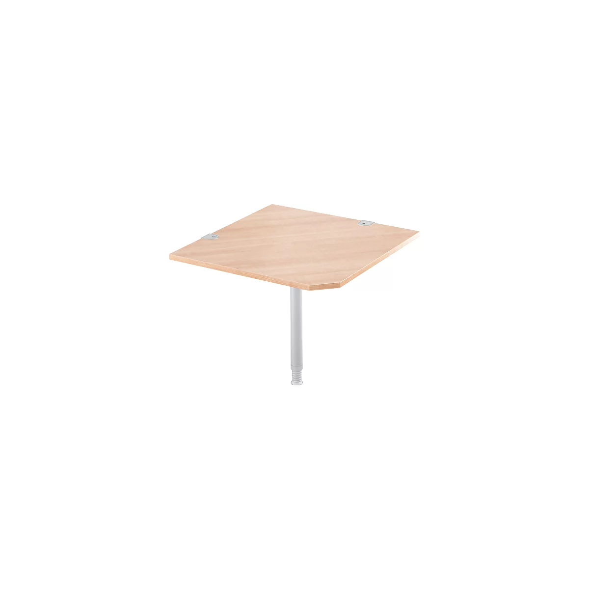 Plateau d'angle 90° avec pied, l. 900 x P 900 mm, cerisier Romana/alu blanc