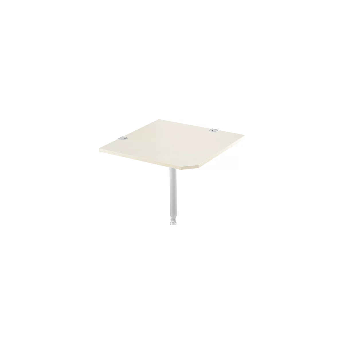 Plateau d'angle 90° avec pied, l. 900 x P 900 mm, coloris érable/alu blanc