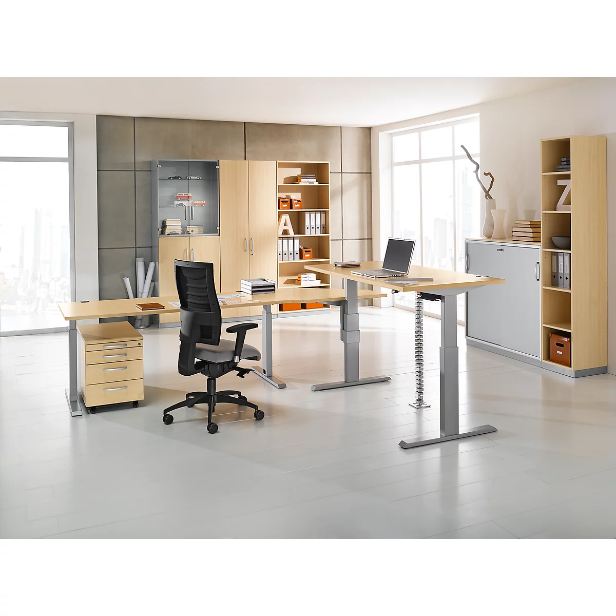 Plateau d'angle, 90°, l. 800 x P 800 mm, érable