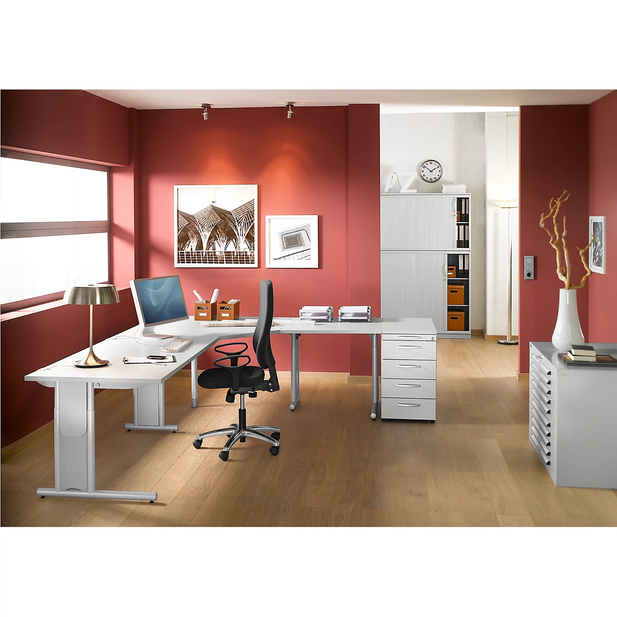 Plateau d'angle, 90°, l. 800 x P 800 mm, gris clair