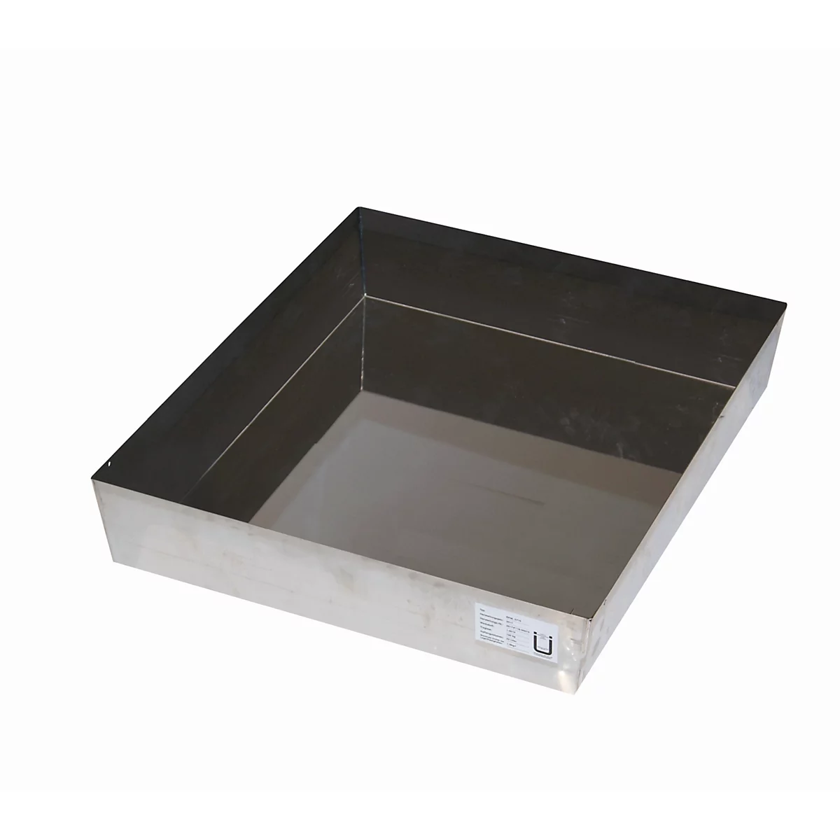 Plateau standard pour les armoires de sécurité asecos des séries Q30, Q90, S90 et K90, en acier inoxydable 1.4301, L 442 x P 457 x H 70 mm, 11,5 l, jusqu'à 150 kg