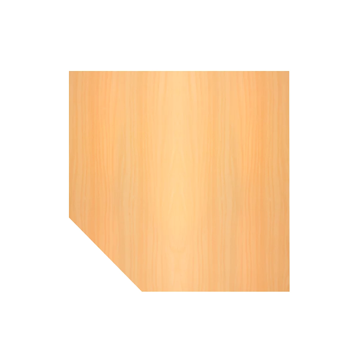 Plateau trapézoïdal JENA, pied, l. 1200 x P 1200 x H 720 mm, armature chromée, coloris hêtre