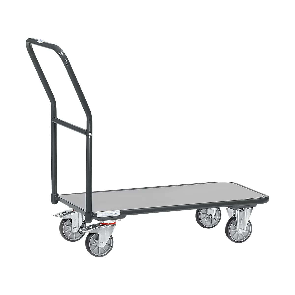 Plateauwagen, met houten platform, L 850 x B 450 mm, tot 250 kg, stalen buizen, grijs