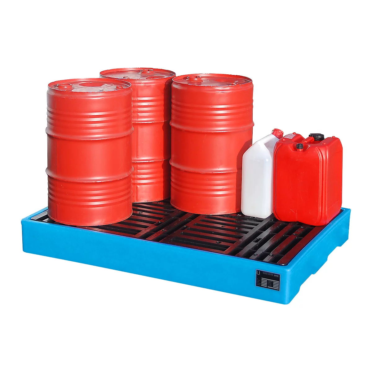Plateforme de rétention BWP-PE 150 - PE - 150 litres - L 1260 x l. 860 x H 150 mm - avec caillebotis -bleu