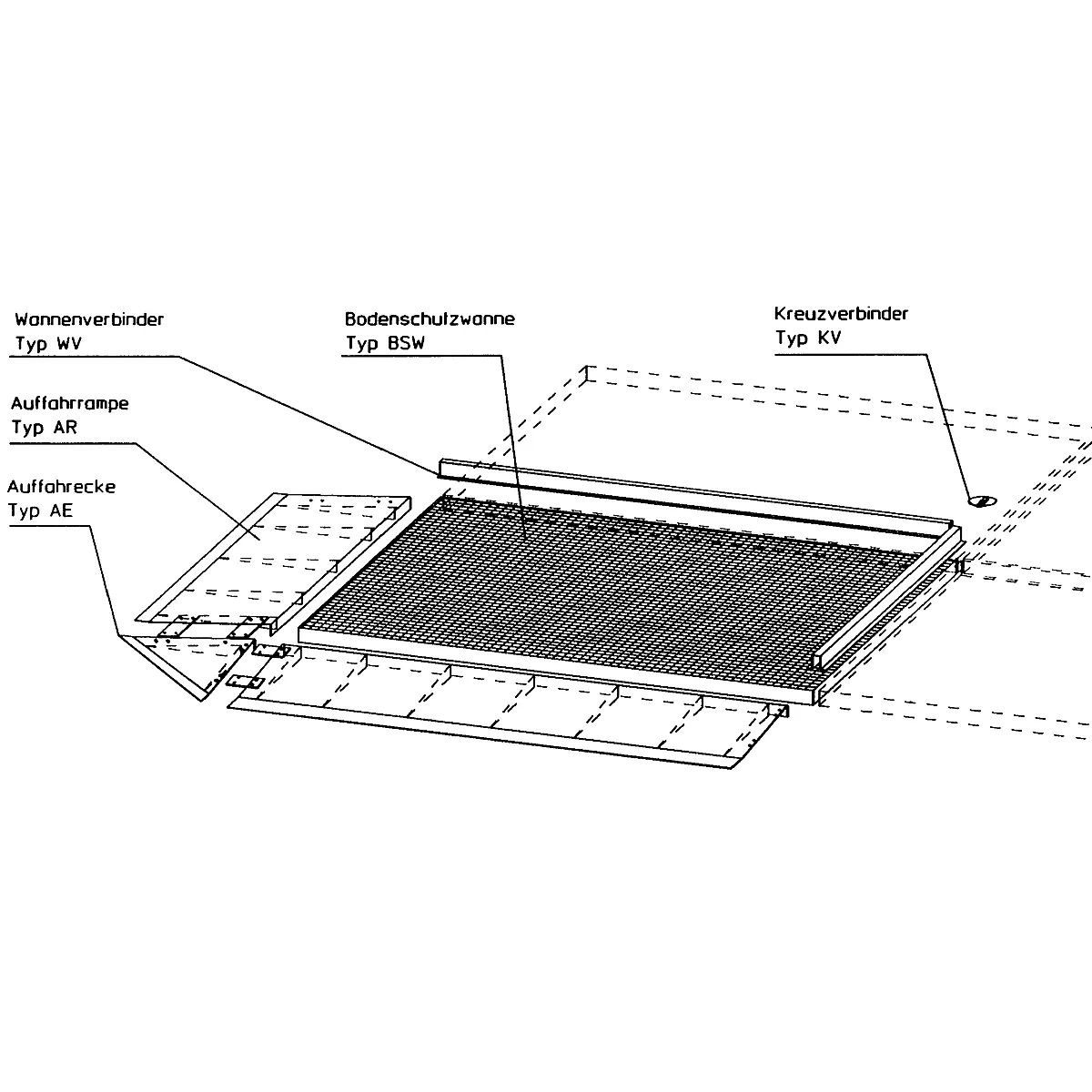 Plateforme de rétention type BSW 21, praticable, galvanisé