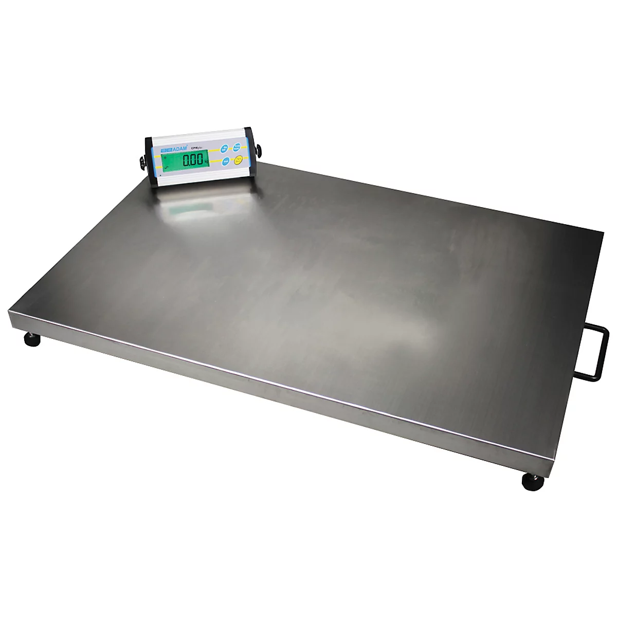 Digital scale with a rectangular stainless steel platform and a display showing "0.000".