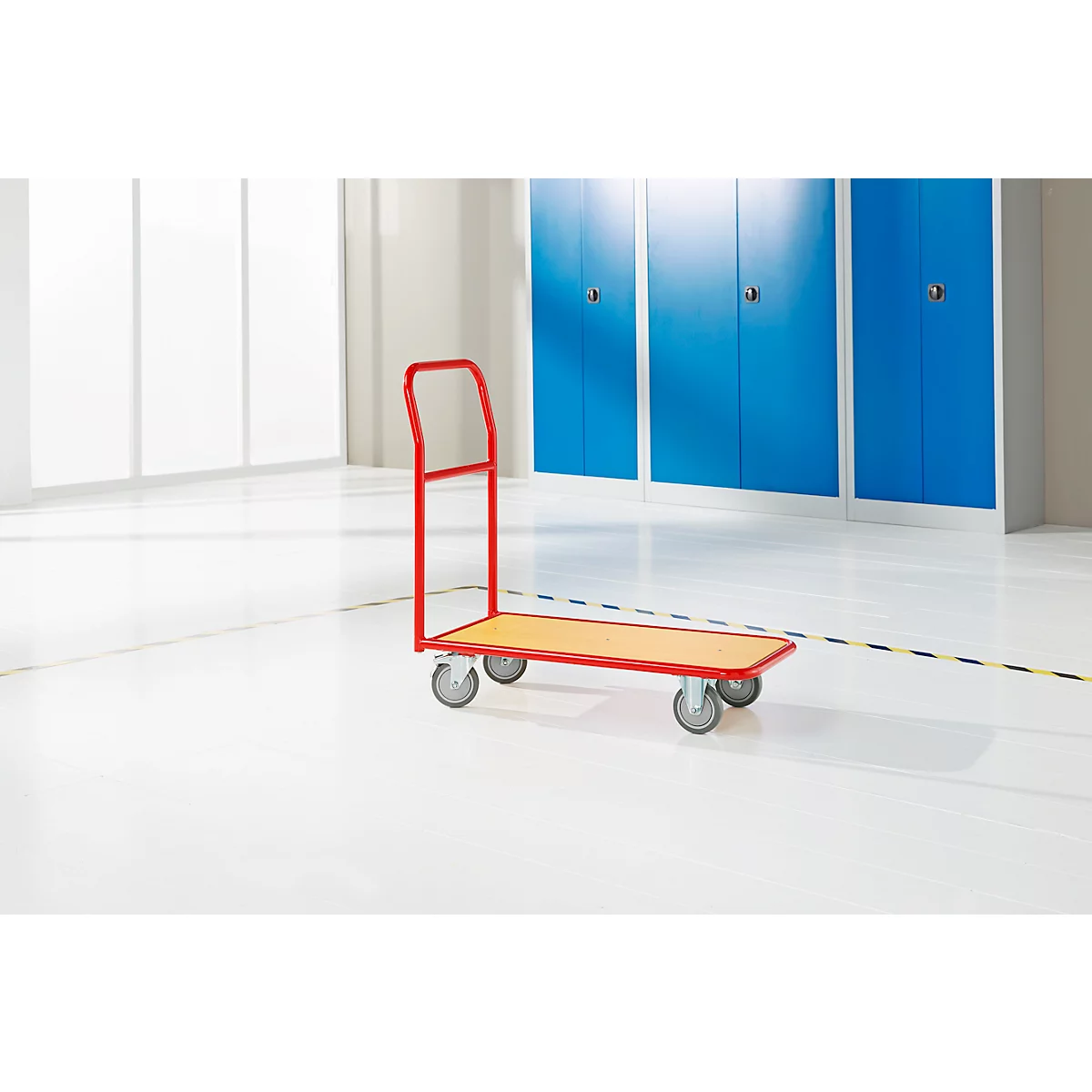 Platform trolley Platform trolley with push handle, L 960 x W 450 mm, load capacity 200 kg, red