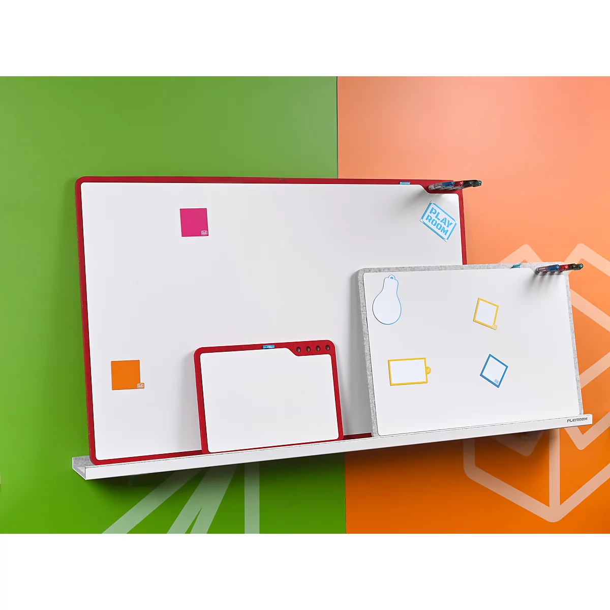 PLAYROOM Wandregal PLAYBOARD, B 1600 x T 141 x H 30 mm, Metall & PET, grau