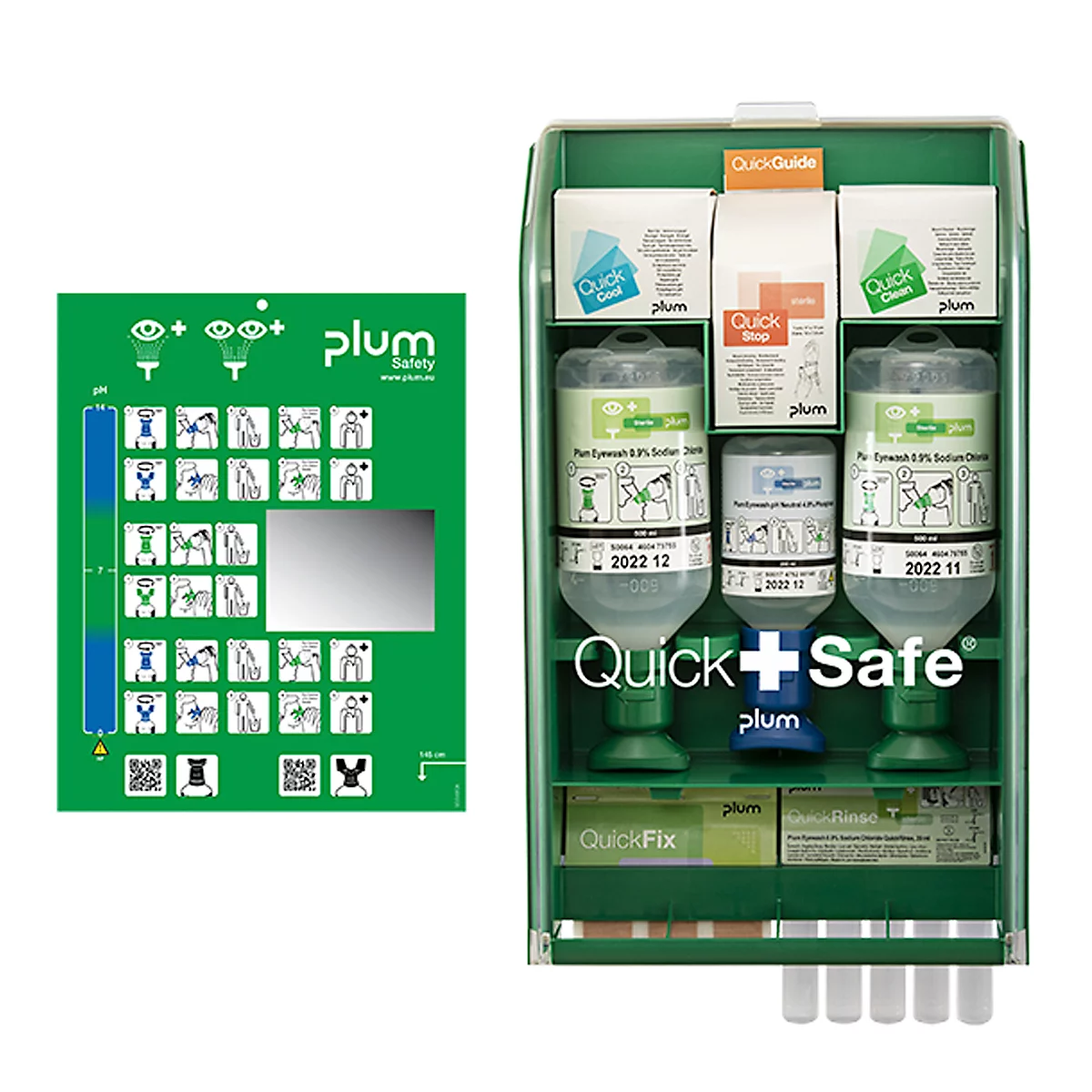 PLUM QuickSafe Complete eerstehulpkit, oogspoeling/ampul, wondkompressen, wondreinigingsdoekjes, pleisters &amp; brandwondengel