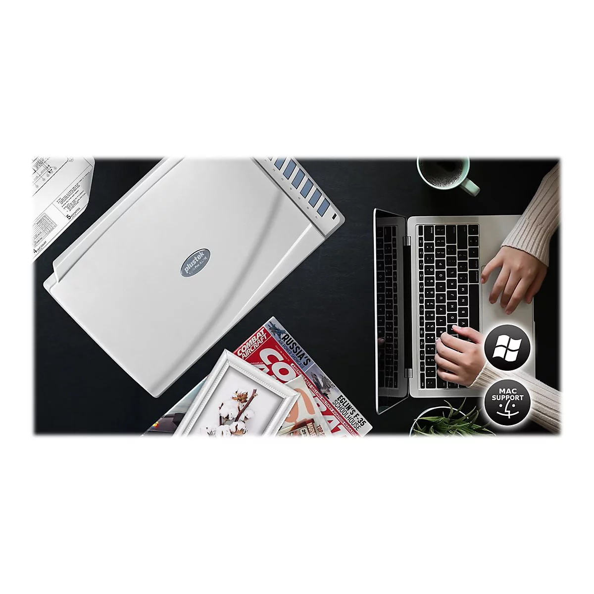 Plustek OpticBook A320E - Flachbettscanner - CCD - A3 - 800 dpi - bis zu 2500 Scanvorgänge/Tag