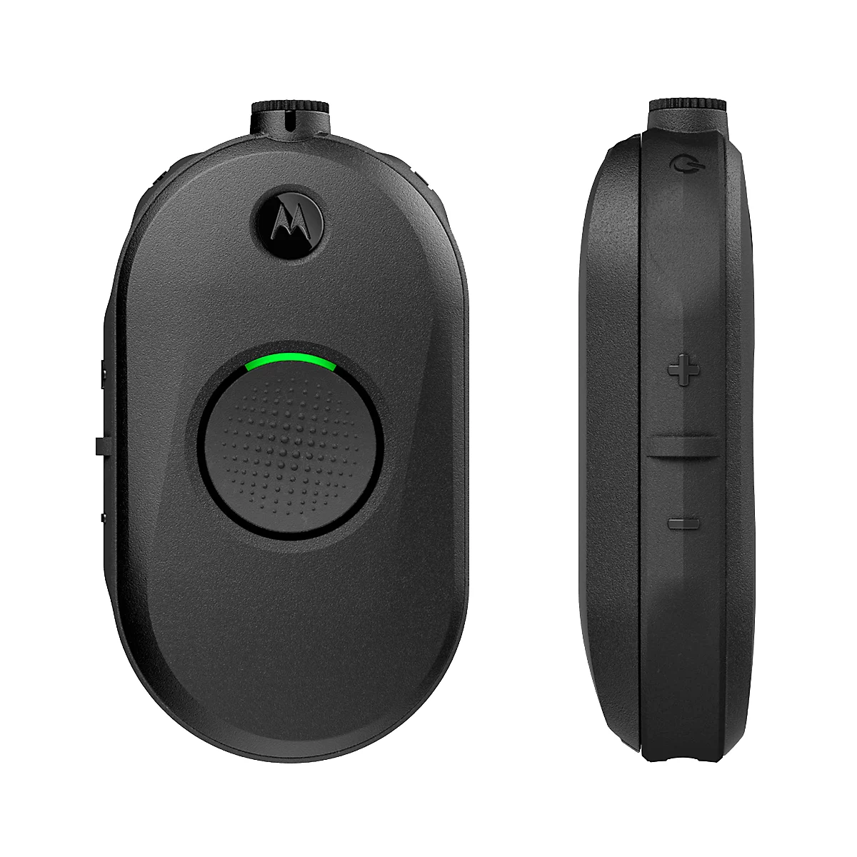 PMR-Funkgerät Motorola PORT CLP446e, lizenzfrei, 2-Wege-Kommunikation, 16 Kanäle, bis 7 km, bis 20 h, LED-Ring, IP54, mit Ladegerät + Headset, schwarz