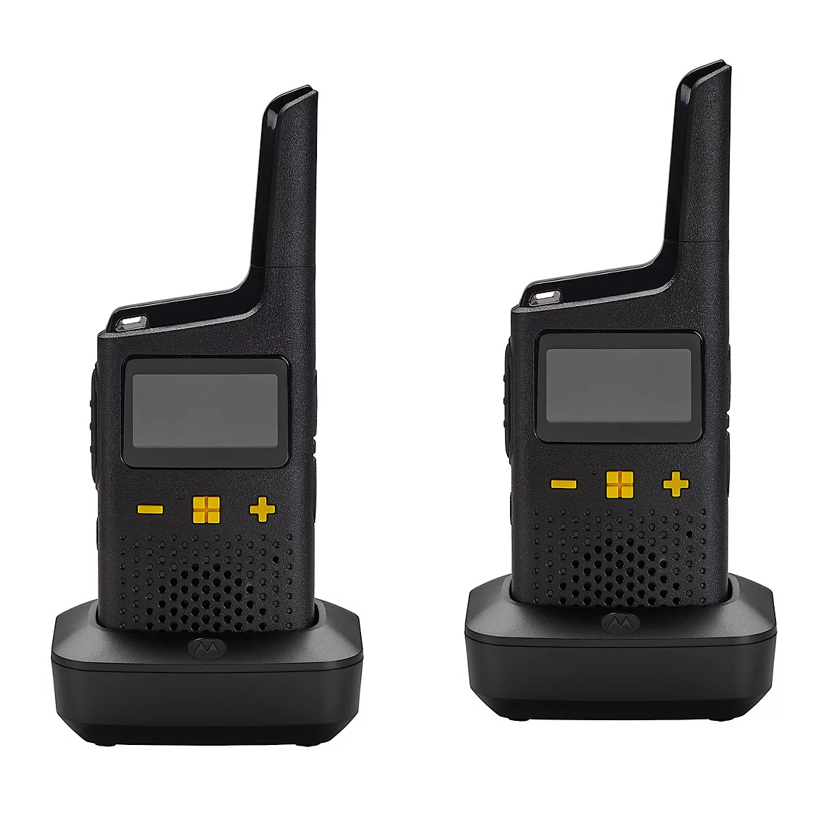PMR-radioset Motorola XT185, 2-delig, vergunningsvrij, 2-weg communicatie, 16 kanalen, tot 8 km, tot 24 u, IP54, incl. accessoires, zwart-geel