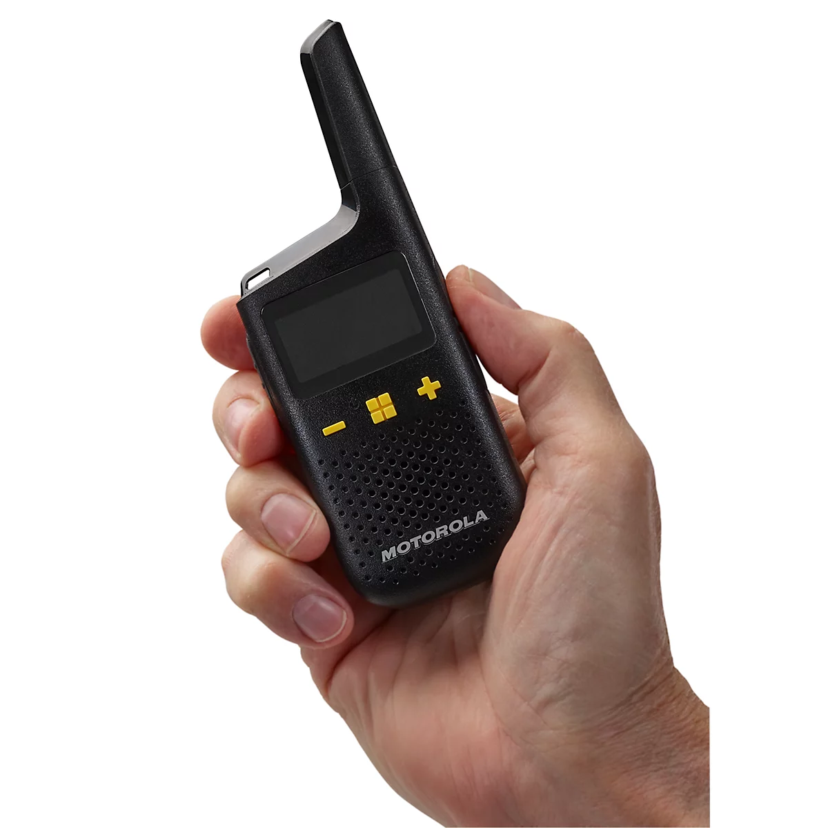 PMR-radioset Motorola XT185, 2-delig, vergunningsvrij, 2-weg communicatie, 16 kanalen, tot 8 km, tot 24 u, IP54, incl. accessoires, zwart-geel