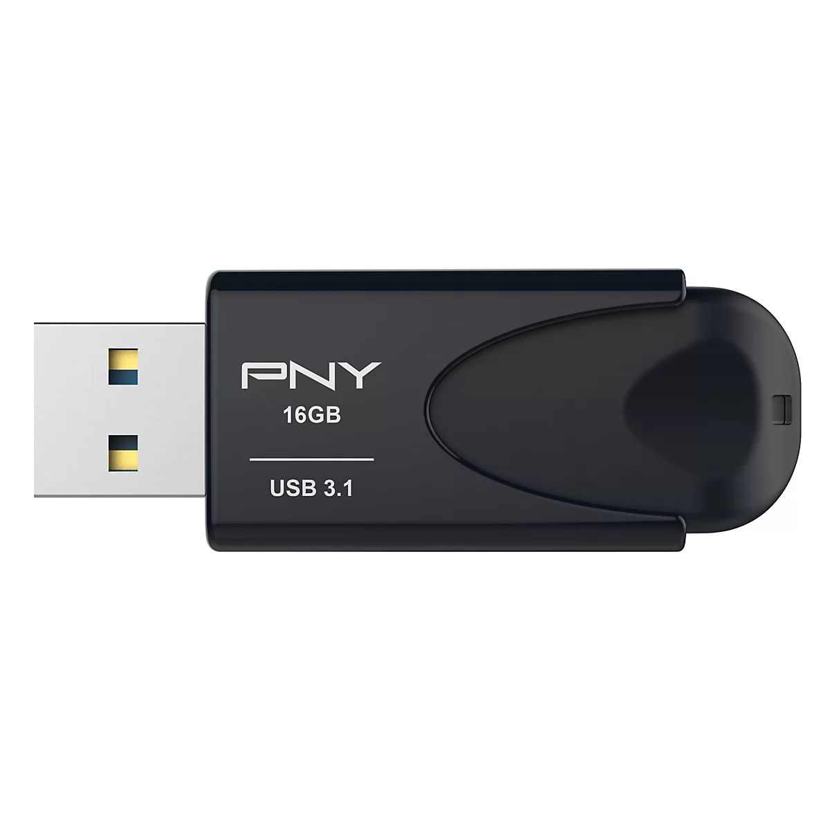 Clé USB noire avec logo PNY blanc, 16 Go et indication USB 3.1.
