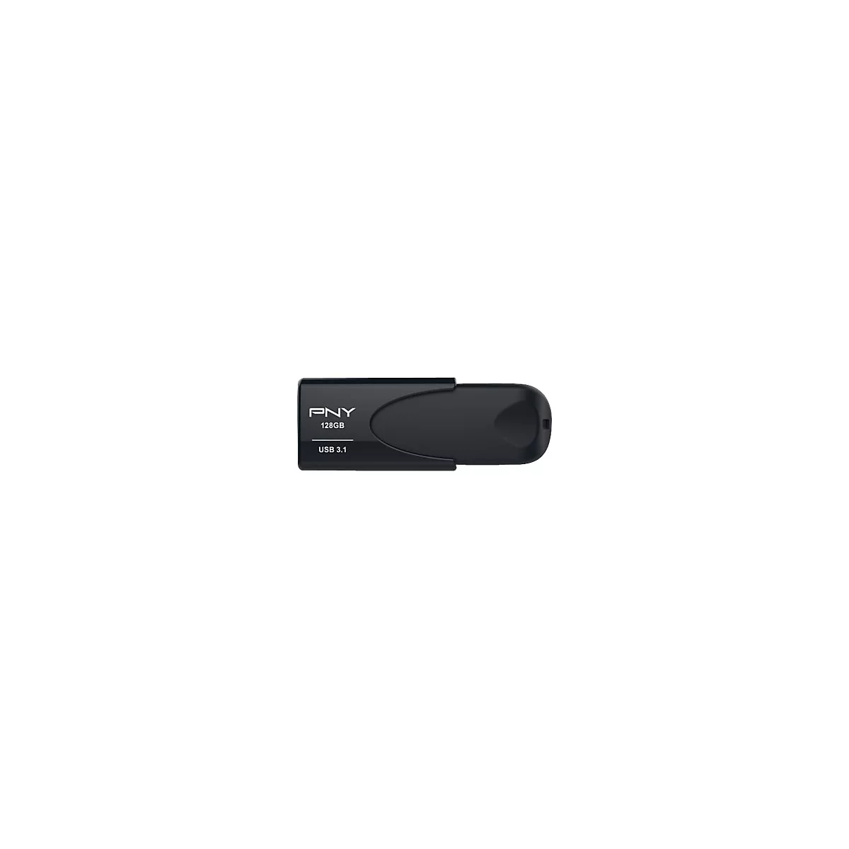 ClÃ© USB noire avec logo PNY blanc, 128 Go et impression USB 3.1.