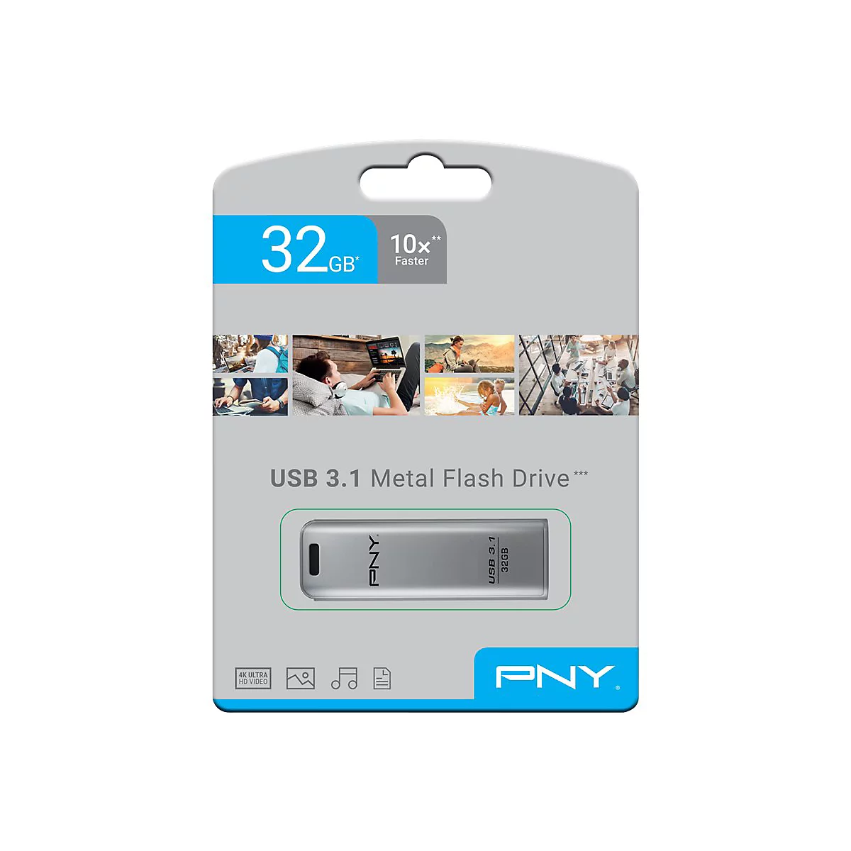 PNY Elite Steel - USB-Flash-Laufwerk - 32 GB - USB 3.1