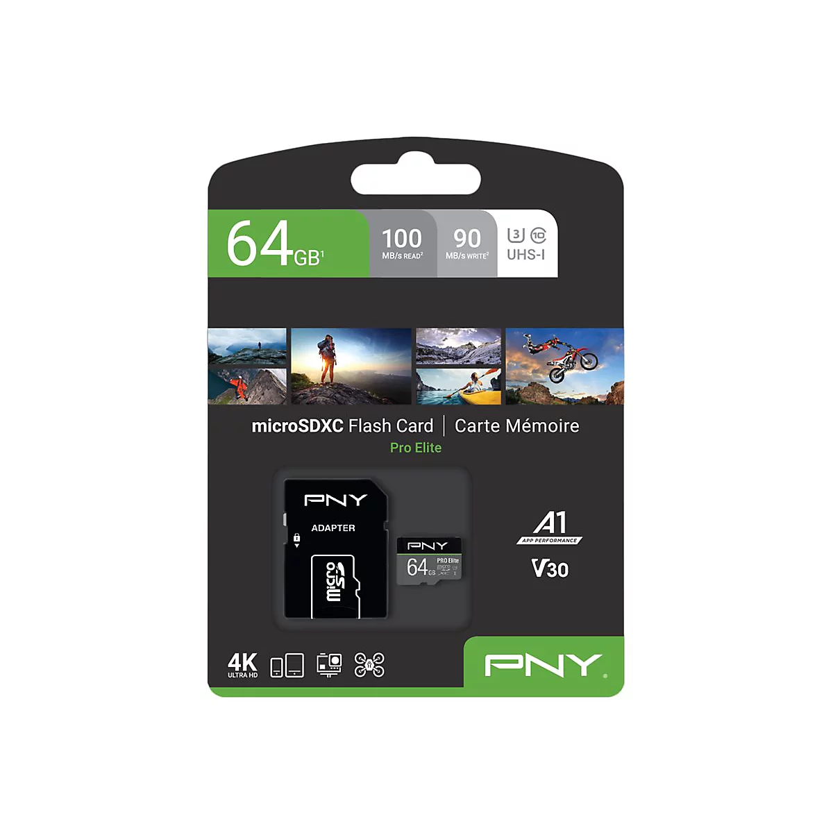 PNY PRO Elite - Flash-Speicherkarte - 64 GB - microSDXC UHS-I