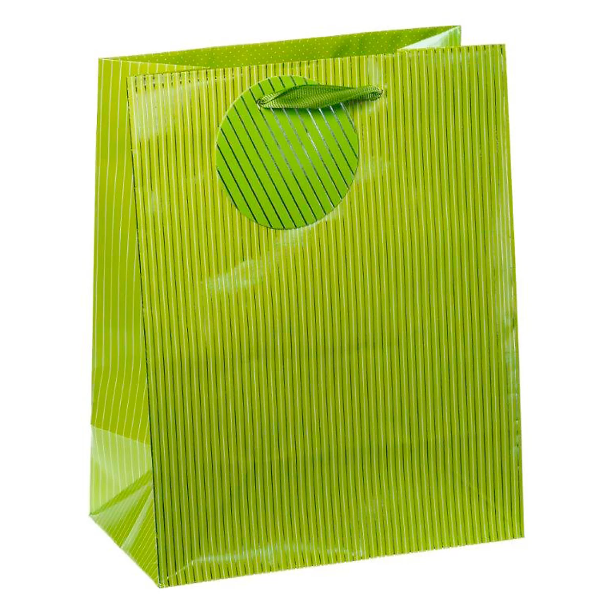 Pochette cadeau à fines rayures, moyen, 18 x 10 x 23 cm, indéchirable, lot de 4 vert