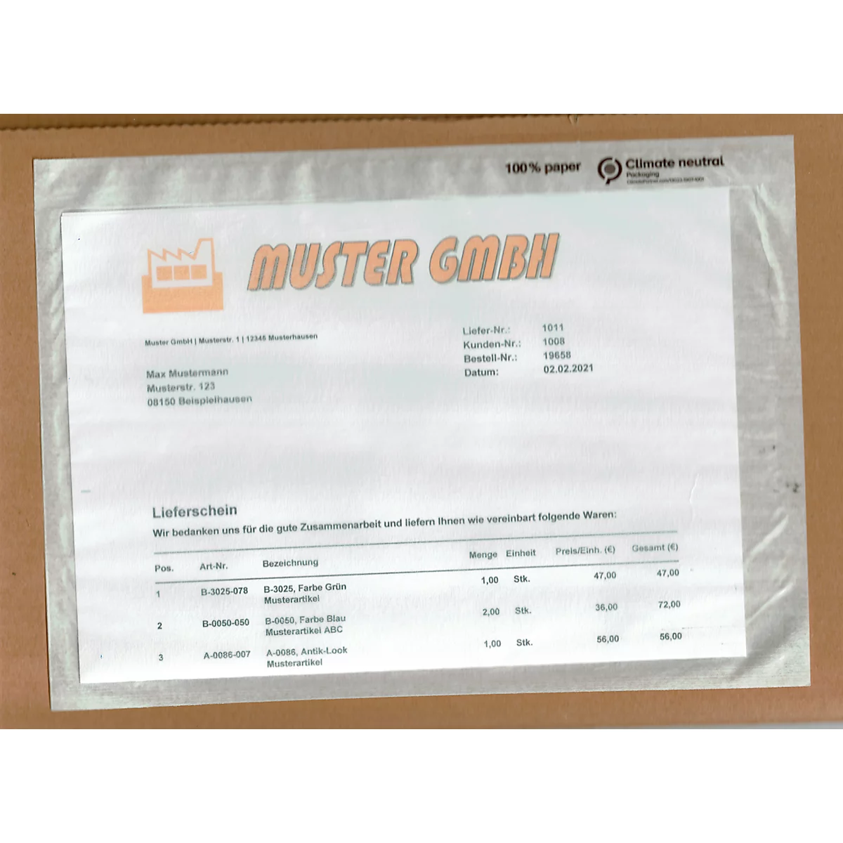 Pochette en papier/bulletin de livraison SecurePack, C5, fenêtre à gauche, sans impression, ouverture en haut, autocollante, papier pergamine 100 % recyclable, transparente, 250 pièces