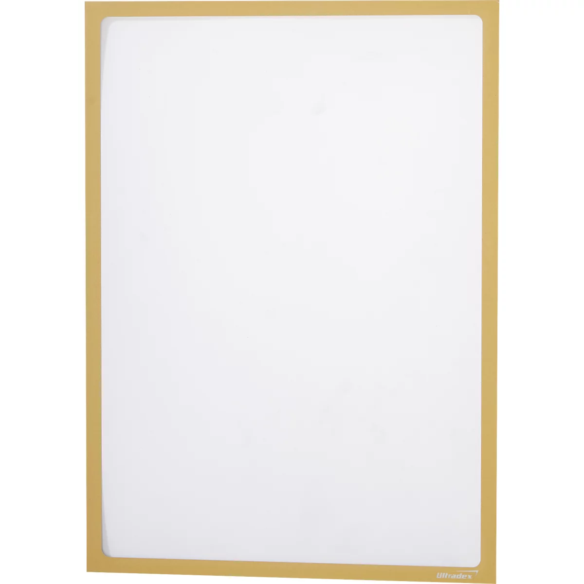 Un cadre blanc rectangulaire, bordé d'un cadre doré.