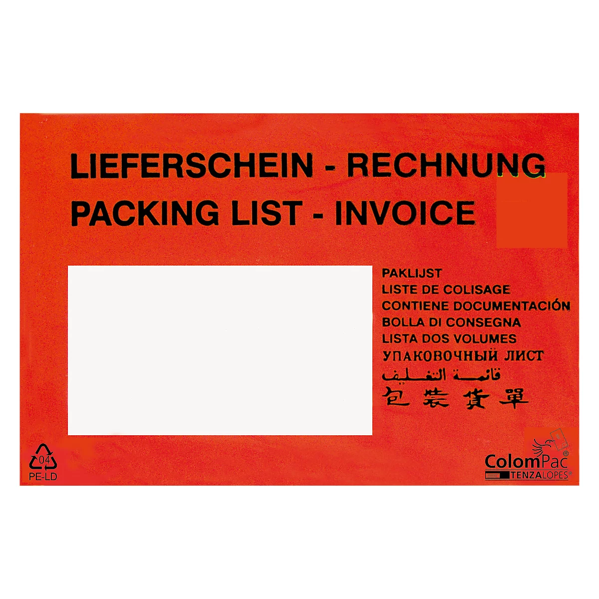 Pochette pour documents/bon de livraison SecurePack, C6, avec impression, fenêtre, autocollante, résistante à l'eau, PCR &amp; FSC® papier kraft, rouge, 250 pièces