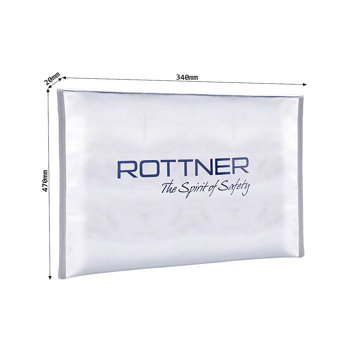 Pochette pour documents Fire Proof Bag Rottner, A3, résistant au feu et aux projections d’eau, fermeture éclair et avec velcro, plastique/alu