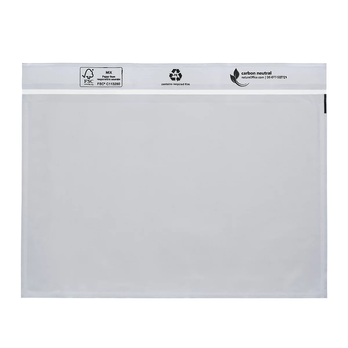 Pochette pour documents Novafix, autocollante, format C5, transparent neutre, LDPE, 250 pcs