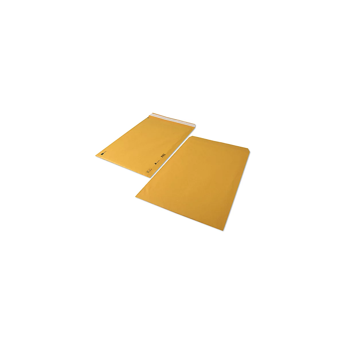 Deux enveloppes d'expédition marron reposent sur un fond blanc. L'enveloppe supérieure est ouverte, l'inférieure est fermée.