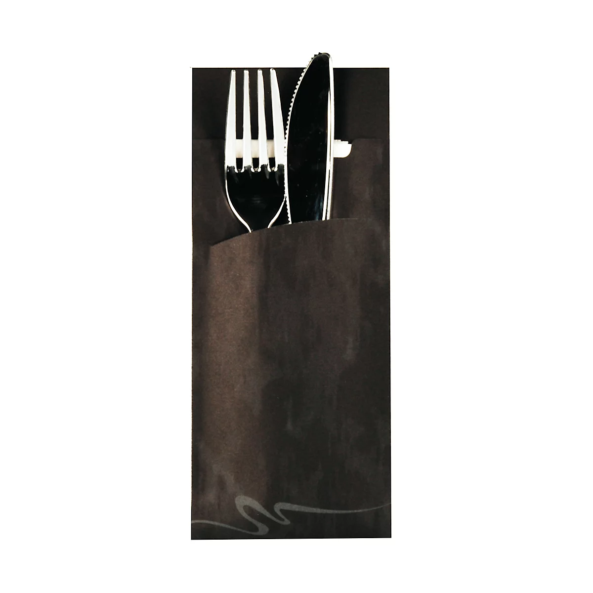 Pochettes à couverts Papstar, incl. serviette blanche, 520 pcs, L 85 x H 200 mm, papier, noir