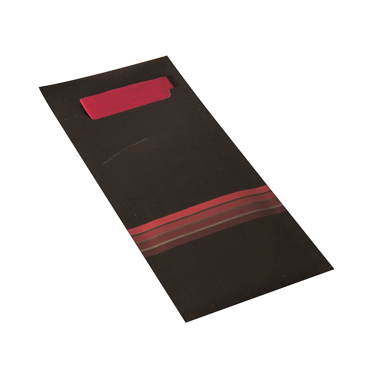 Pochettes à couverts Papstar Stripes, y compris serviette blanche, 520 pièces, L 85 x H 200 mm, papier, noir/bordeaux