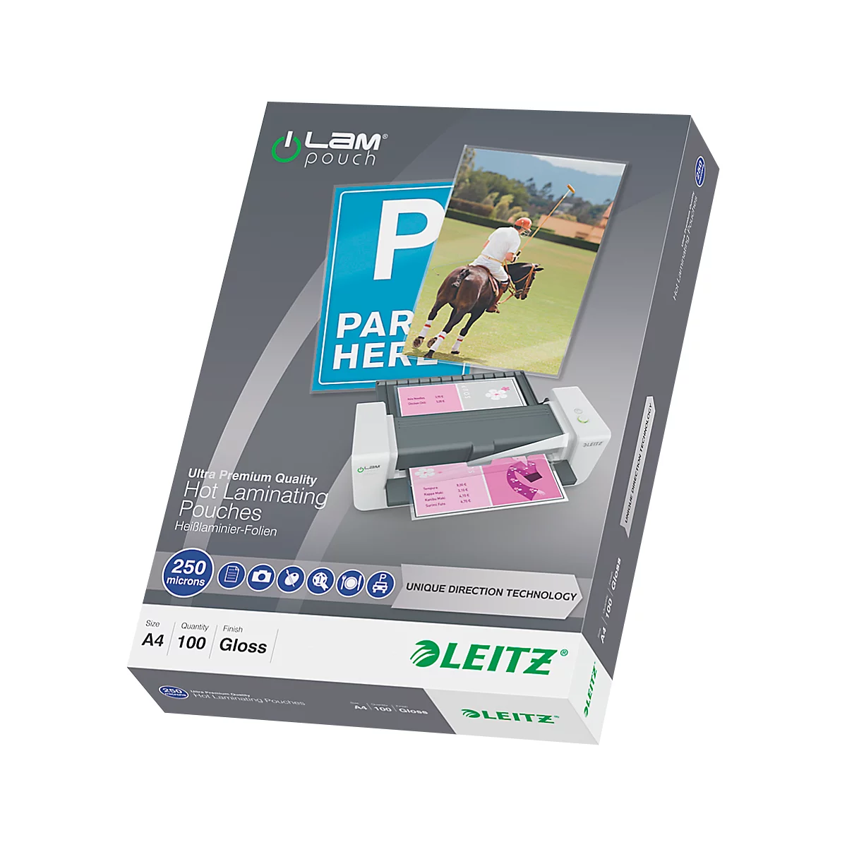 Pochettes à plastifier iLAM LEITZ®, format A4, 250 mic, 100 p.