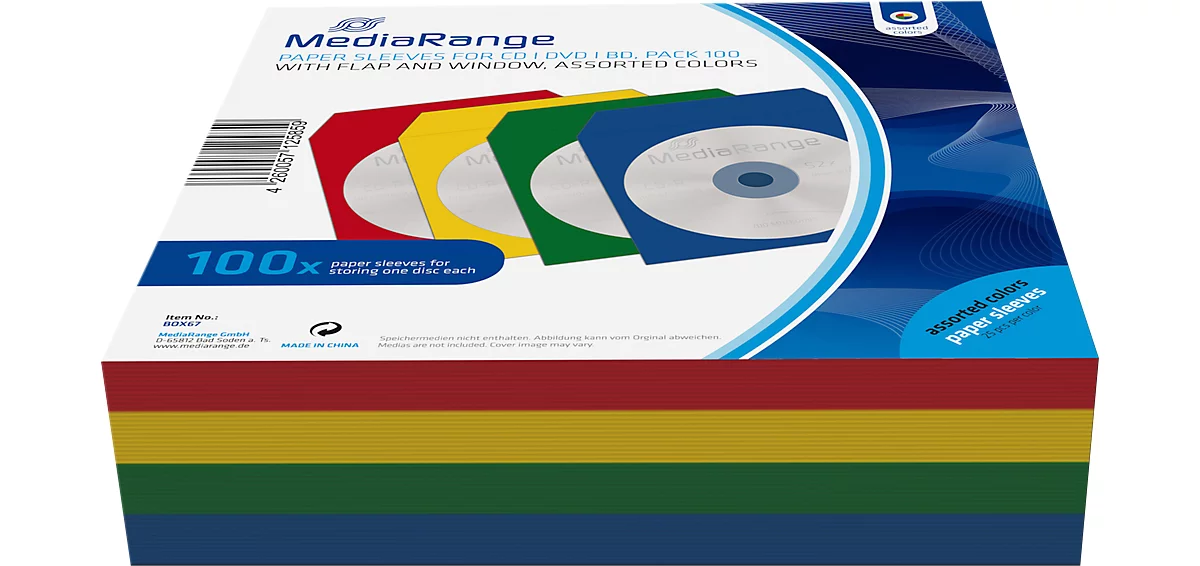 Pochettes en papier pour CD/DVD, refermable, hublot, classement par  couleur, 100 p. acheter à prix avantageux