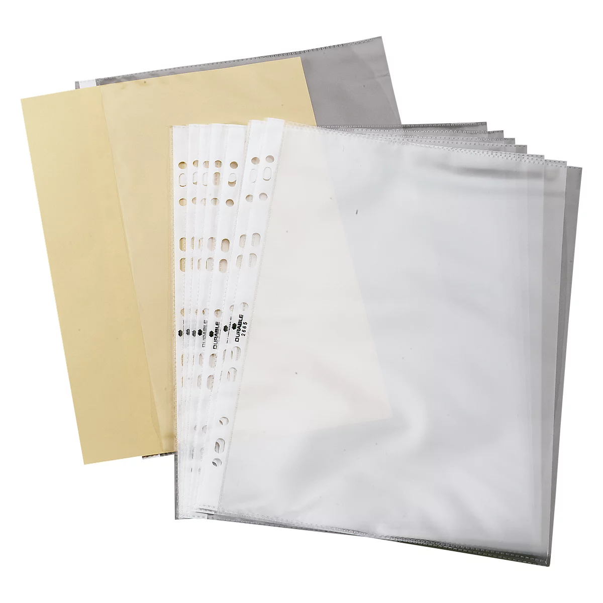 Pochettes perforées Business DURABLE, format A5, ouverture sur le dessus, 100 p., lisse, transparent